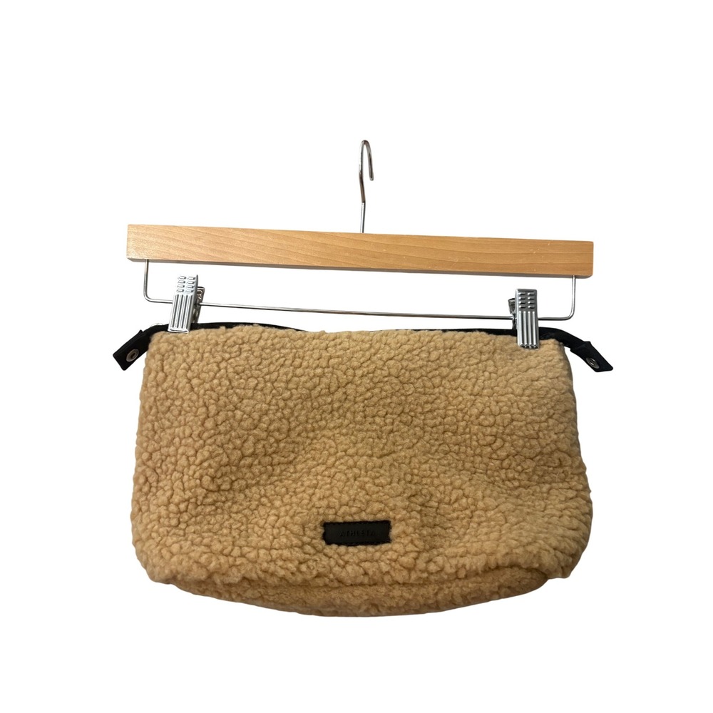 Athleta Sherpa Makeup Bag Cosmetic Pouch Travel Case Beige Fleece One‎ size
